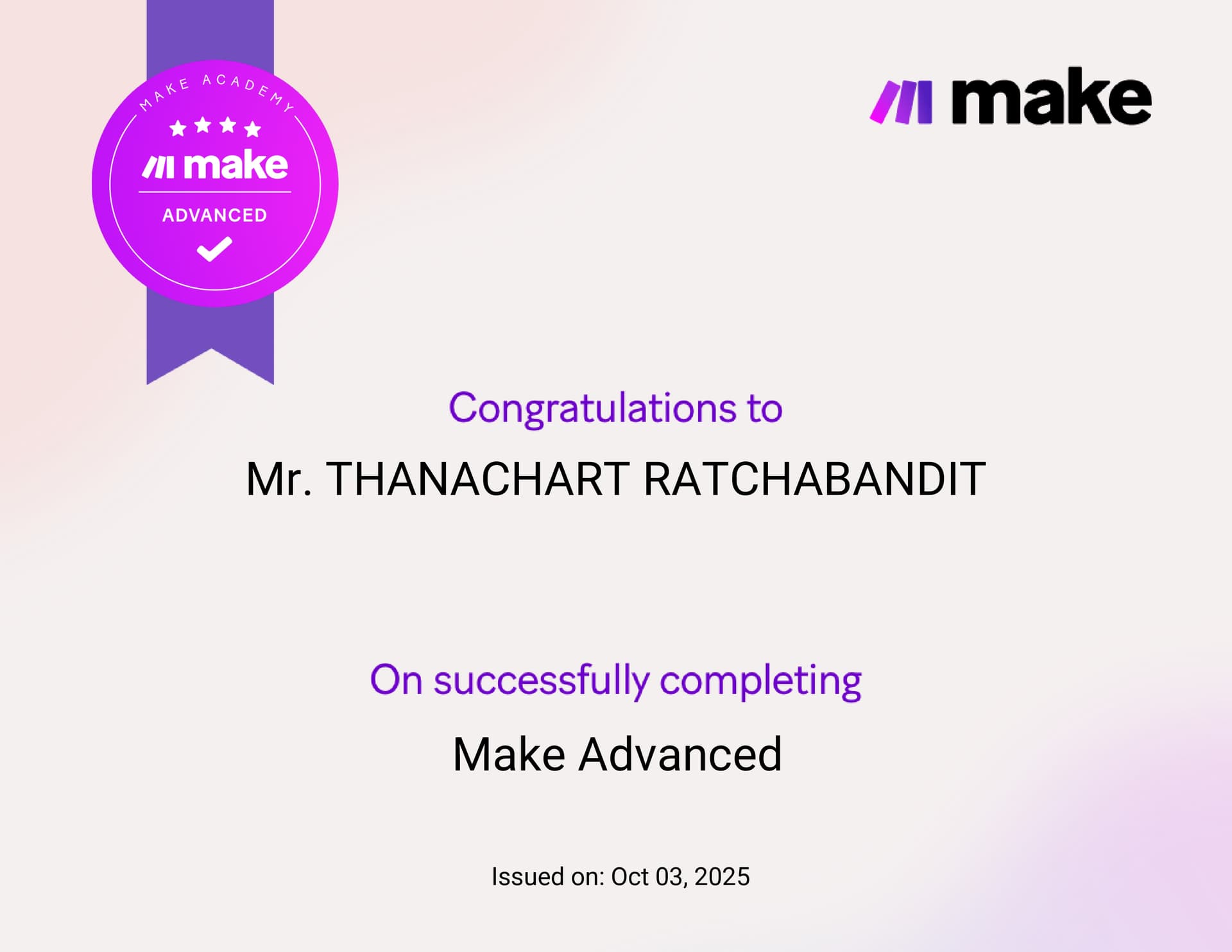 Make Advanced Certification